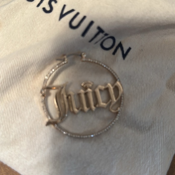 Juicy Couture Crystal Logo Hoop Earrings - Picture 2 of 2